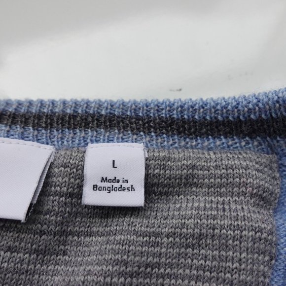 Calvin Klein Sweater Mens Large Blue Wool V Neck Pullover Casual Italian Merino - Picture 6 of 13